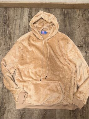 Plush Hoodie in Tan - Women's Cozy Sherpa Pullover
